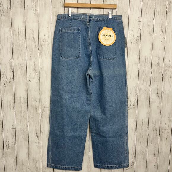 Gravel & Gold Placer Super High-Rise Wide Leg Cotton Blue Plus Size Denim Jeans - Picture 2 of 10